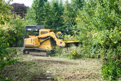 Professional land clearing equipment at work